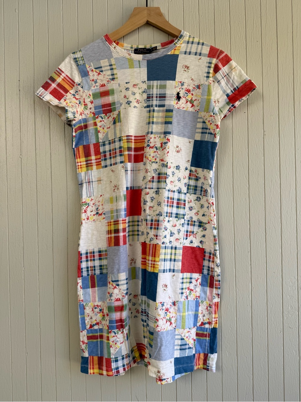Polo Patchwork Pattern Mini T-Shirt Dress - Cotton